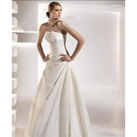 Notched Neck Pleated Wedding Dress Bridal Gown A Line Wedding Dresses Gown