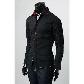 Free Shipping New Mens Casual Slim Fit Stylish Dress Shirts Colours:Black Szie:XS,S,M #23