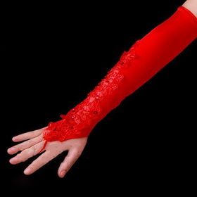 Wedding Gloves / Dress Gloves / Banquet Gloves / Bridal Glove / Short Gloves/red #14