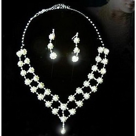 08 Bridal Jewelry Sets Wedding Jewelry Bridal Necklace+earring Earbob Crystal Rhinestone Wedding Accessories