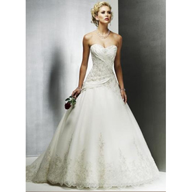 A Line Wedding Dresses Sweetheart Neck Chapel Train Bridal Wedding Ball Gown Prom Dress 274