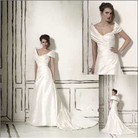 W1254 Fashion Cap Sleeve Sweetheart Neck A Line Wedding Dress
