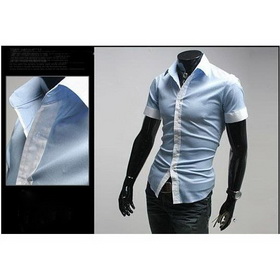 10/lotNew Mens Shirts Short Sleeves Slim Fit Stylish Dress Shirts Colour:Blue,White,Black US Size:XS,S,M