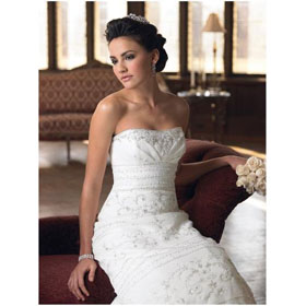 A Line Strapless Taffteta Wedding Dress