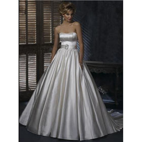 A Line Wedding Dresses Strapless Bridal Wedding Ball Gown Prom Dress Chapel Train 292