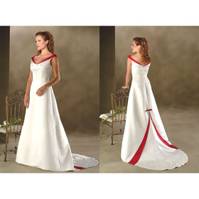 Freeshipping Hot Sale Elegant A Line Off-shoulder Embroidered Satin Wedding Dresses Wholesale and Retail WD-D015