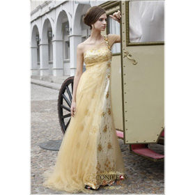 Big Discount(10%) Classic Off-shoulder Sweetheart Wedding Dresses in Gold Color Brand: Coniefox 80505