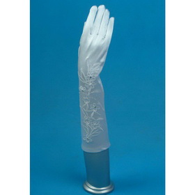 Pretty Satin Embroidered Bridal Gloves