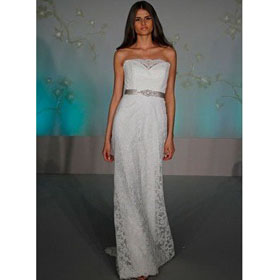 Free Shipping Wholesale Gorgeous Custom-made Strapless Lace A Line Wedding Dress Wedding Gown Bridal Dress
