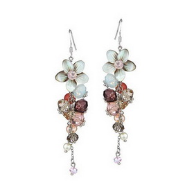 Earrings, Bridal Accessory, Birthday Gift, Shell, Crystal Silver Earrings