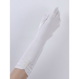 Free Shipping Satin Elbow Beadings Wedding Bridal Gloves 999WG0114