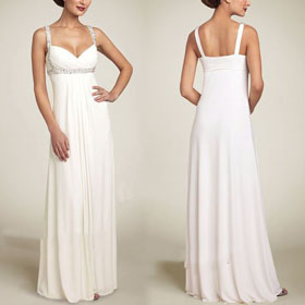 Sexy White Wedding Crystal-like Beads Evening Homecoming Bridesmaid Bridal Dresses Free Shipping 09102WH