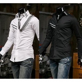 Free Shipping Wholesale Men's Luxury Stylish Patched Shirts Casual Slim Fit Dress Shirt Long-sleeved Shirt 5piece / Lot TS134