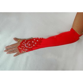 Wedding Gloves / Dress Gloves / Banquet Gloves / Bridal Glove / Short Gloves/red #13
