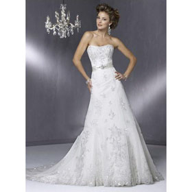 Free Shipping! Stunning Custom-made Luxury Lace Embroidered Full A Line Wedding Dress