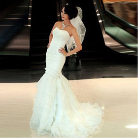 Free Shipping.Hot Sale!Princess Wedding Dress,bride Wedding Dresses,Bride Dresses,1lot=1pcs.Trailing Wedding,fish Wedding Dress
