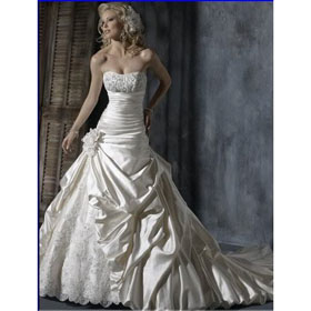 Newest Popular Gorgeous Wedding Dress,satin Beaded A-line Real Sample Wedding