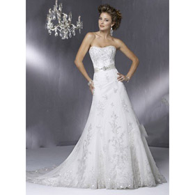 2010-2011special Design A-line Handmade Chiffon Lace Wedding Dress