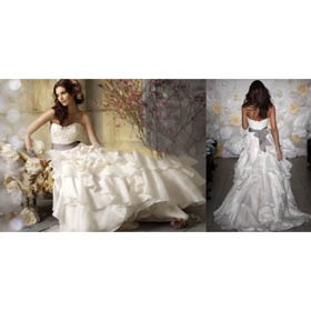 Custom Made A-line Organza Sleeveless Free Shipping Wedding Dress&Wedding Gown