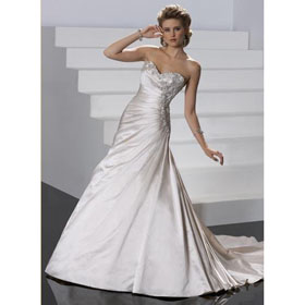 A-line Soft Shimmer Satin Gownsweetheart Neckline Zipper Crystal Button Closure Wedding Dress Wedding Dresses