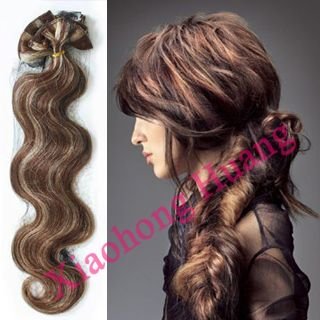 20",Clip In/on Hair Extensions,100% Remy Human Hair Extension,#6/613 7pcs/set,100g/set,Free Shipping Hk POST