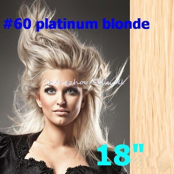 20" * 32" 8PCS Remy Human Hair CLIP ON / IN HAIR EXTENSIONS #60 Platium Blonde 32"&85g 5sets/lot