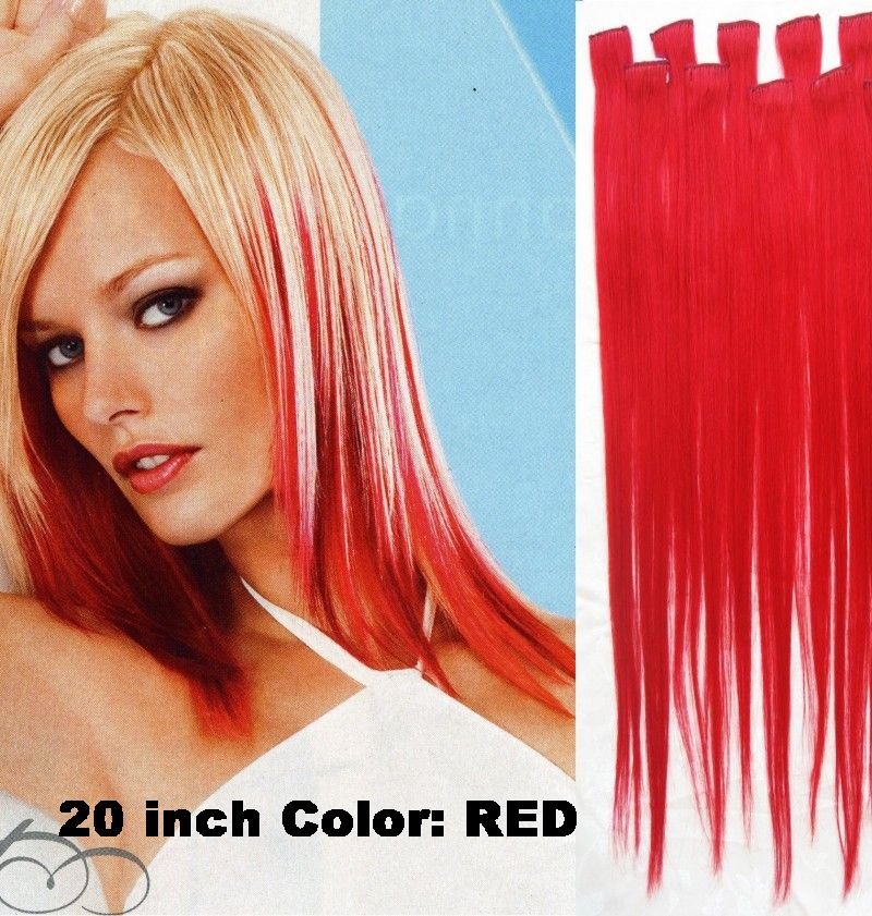5 Sets/ Lot 20" X 32" Width 70g CLIP IN ON HAIR EXTENSIONS , REMY HUMAN HAIR EXTENSION #RED Red 7pcs/set