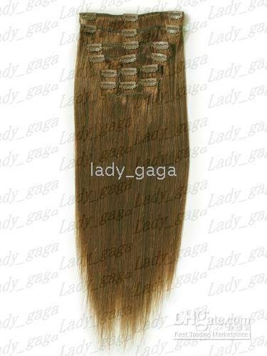 Chestnut Brown #6,6pcs,36g/set,5sets/lot 20" Clip In/on Remy Human Hair Extension,