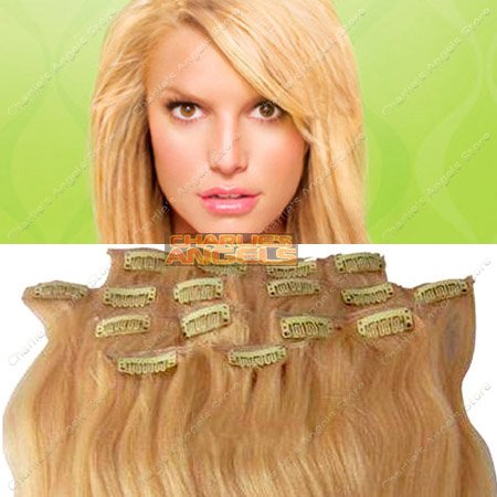 15" 7pcs Clip On Hair Extension Remy Hair Extension #613,70g/set Free Shipping