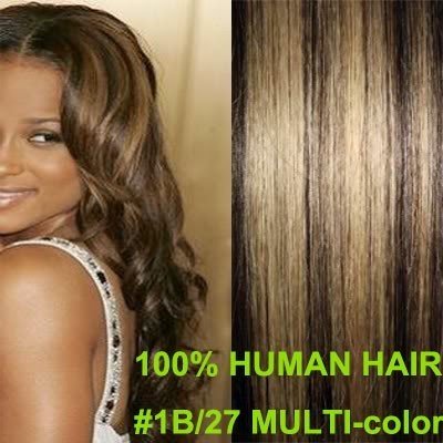 REMY INDIAN HUMAN HAIR EXTENSION , CLIP IN ON HAIR EXTENSIONS #1B/27 16" to 26" 8pcs/set 100g 10sets/lot