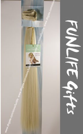 [funlife]-20" Set of 7pcs #613 Lightest Bronde High Quality Synthetic Straight Silky KENEKALON Clip In/on Hair Extension