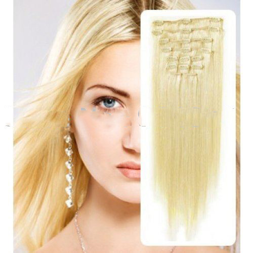 Wholesale And Retail 80g 20" Clip in Hair Extension 100% Human Hair #613 (1 Set=7pcs) Free Shipping By EMS