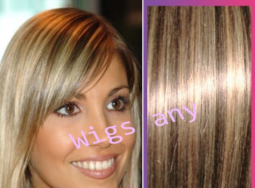 (7Pcs 70g)/Set,16'',Color:#4/613-Dark Brown Mix with Bleach Blonde.100% Chinese Remy Human Hair,Clip On Hair Extension.
