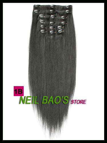 26inch 100% Clip in Human Hair Extension (Natural Black 1B#) 100g/set Free Shipping