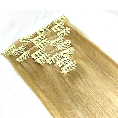20" Clip In/on Hair Extension, 100% Human Hair Extension,#18 Ash Blonde, 7pcs/set,70g/set