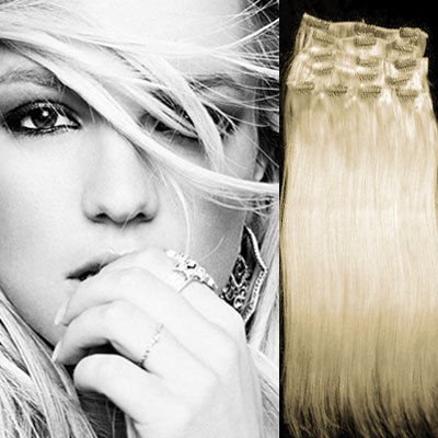 Fashion 80g 20" Clip in Hair Extension 100% Human Hair #60 (1 Set=7pcs) Free Shipping