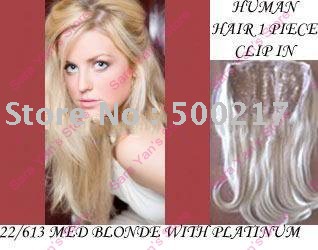 Free Shipping 14" 16" 18" 20" Wavy #22/613 One Piece Human Hair Clip In/on Extension