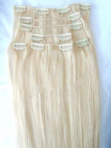 (7Pcs 70g)/Set,14'',Color:#60 Platinum Blonde.100% Brazilian Remy Human Hair Extension,Clip On Hair Extension.
