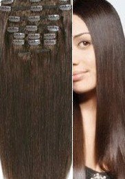 24" Clip In Remy Human Hair Extensions Dark Brown