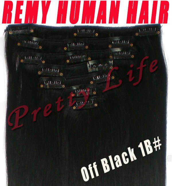 15inch 7pcs 100% Remy Human Hair Extensions Clip In/On Extensions,70g 15clips,Free Shipping,Off Black 1B# 1 Set/lot