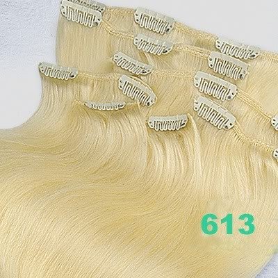 Wholesale 18'' Inch Clip in On Human Hair Extensions #613 Bleach Blonde 70g 7pcs