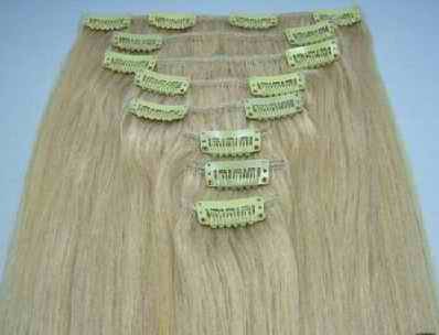 Free Shipping 20" 8 Pcs HUMAN HAIR CLIPS ON IN EXTENSIONS #613,100g The Best Christmas Gift for Ladies