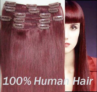 22"High Quality 100% Human Clip On Hair Extension,free Shipping