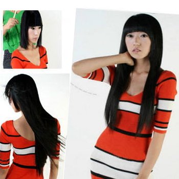 Brand New 22" 6pcs Clip On In Remy Human Hair Extensions Black & FREE SHIPPING 102641