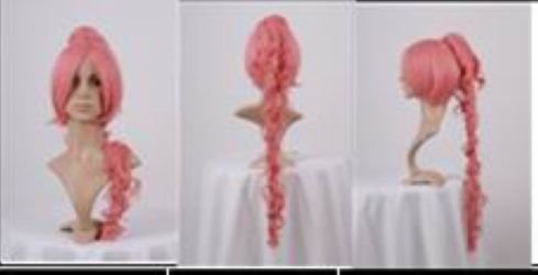 Freeshipping 90cm VOCALOID LUKA PINK LONG CURLY PONYTAIL COSPLAY WIG CLIP ON PONYTAIL EXTENSION