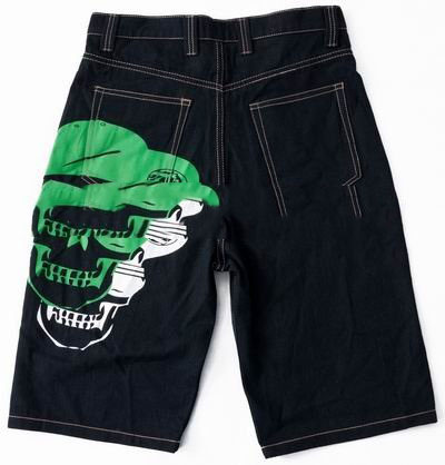 2011 New Collection Skull Jean Shorts 100% Cotton Black Color Accepted Wholesale