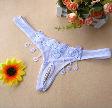 New Fashion 10pcs/lot Wholesale and Retail New Sexy White Fflowers Lace Tassel Embroider Women Sexy G-string Free Shipping T48W