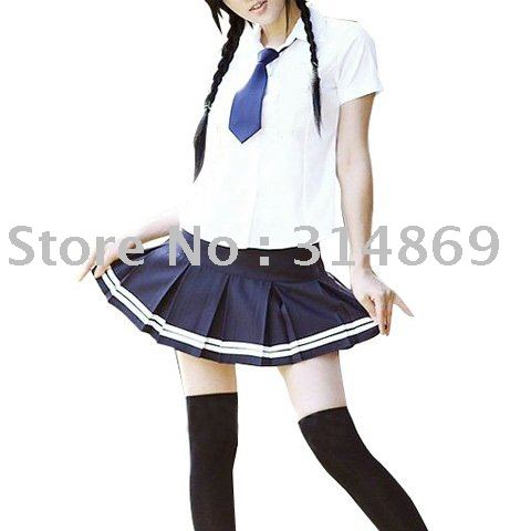 White Short Sleeves School Uniform Cosplay Costume