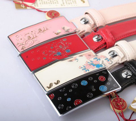 100% Genuine Leather Belt,CHINA TOP BRAND Leather Belt,4 Panel Buckles,Women's Fashion Belt