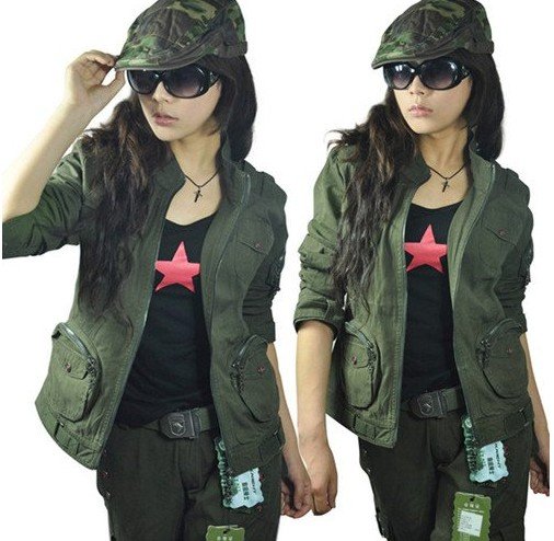 FREE SHIPPING Hot Outdoor Leisure Women 2011 0755 Military Camouflage Jacket Short Jacket